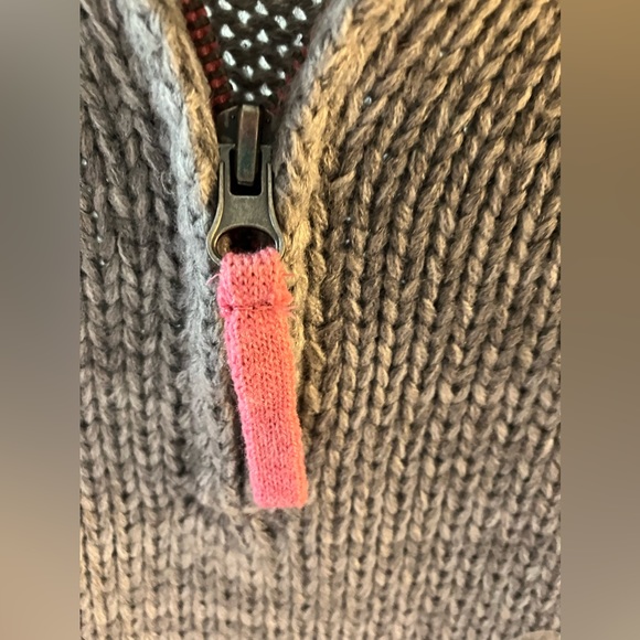 NWT Prince & Fox gray with pink trim half zip sweater - Picture 2 of 5